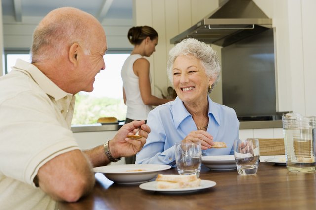 Couple eating meal together