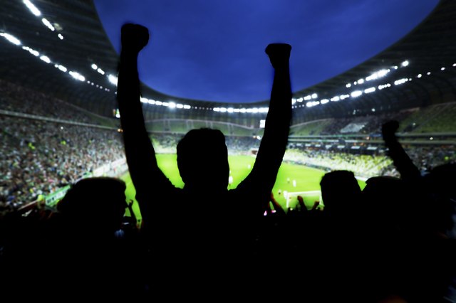 Football, soccer fans support their team and celebrate