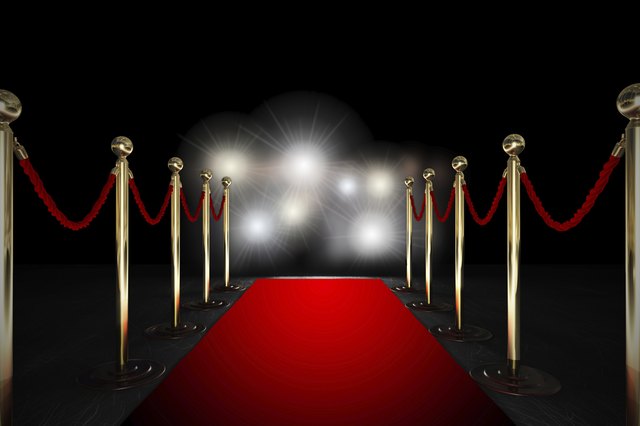 Rope barrier with red carpet and flash light