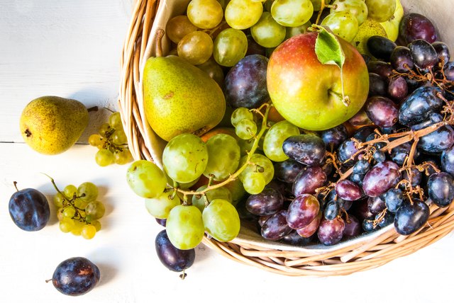 The big basket with autumn fruit