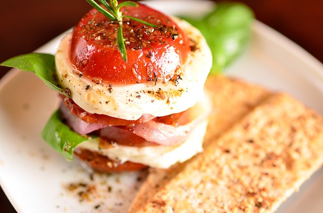 Caprese Salad with sesame crackers