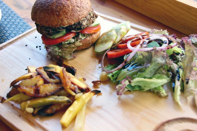 vegan burger with black beans patty